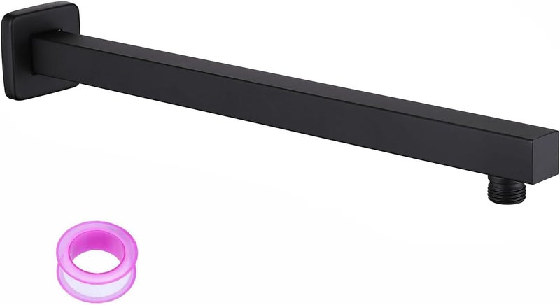 Aqua Access 16 Inch Rain Shower Head Extension Arm with Flange, Matte Black, Made of SUS 304 Stainless Steel, Square Shower Arm Wall Mounted, Rainfall Shower Arm for Morden Bathroom - Image 1